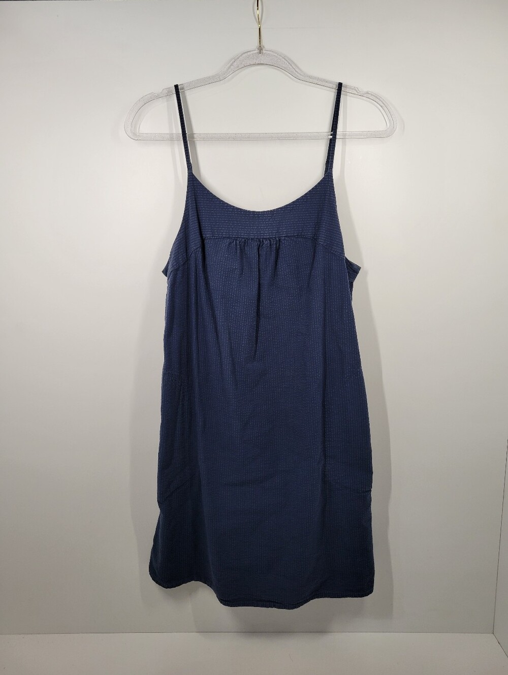 Patagonia Navy Blue Stappy Adjustable Sleeve Organic Cotton Shift Dress Sz Small